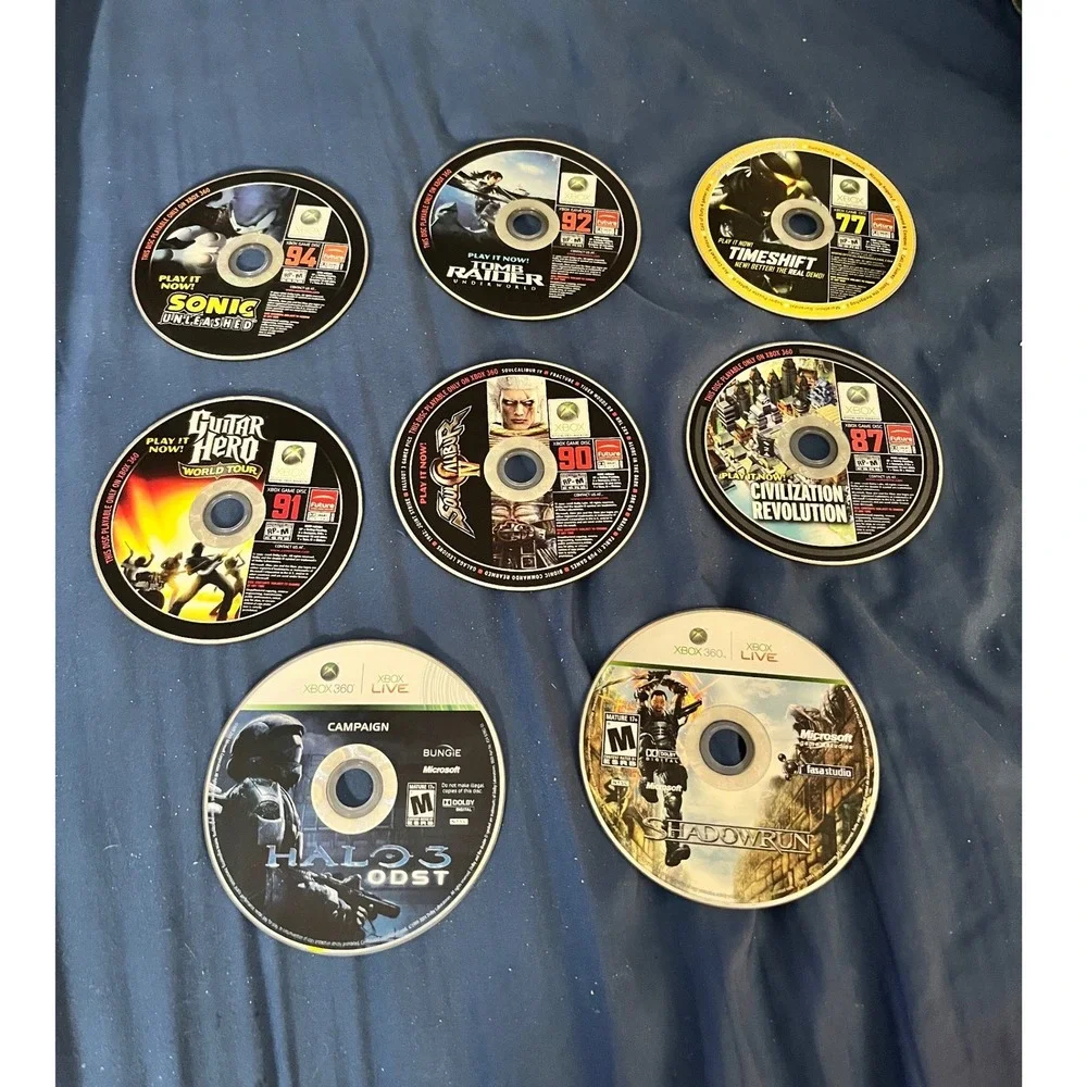 Xbox 360 Game Lot Halo 3 ODST Shadowrun OXM Demo Discs Sonic SoulCalibur 8 Discs
